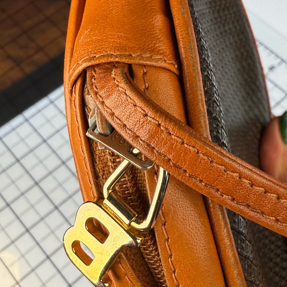 Bally Carmel Leather & Black Canvas Crossbody Bag - vintage authenticated - Picture 8 of 14